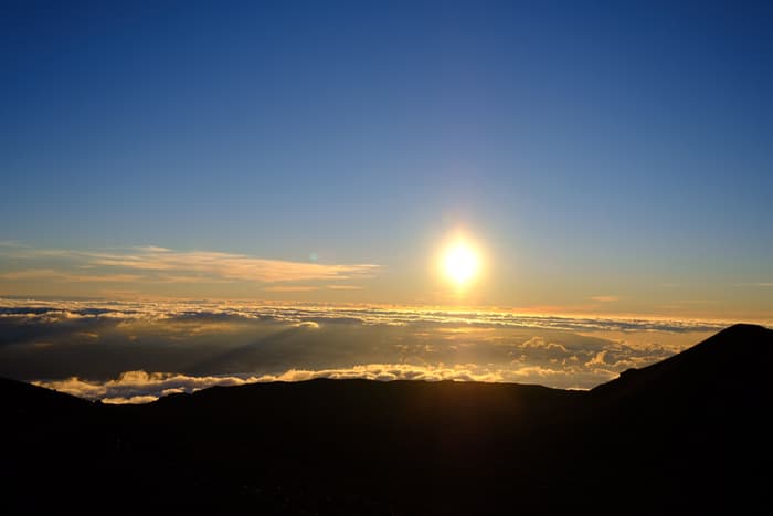 マウナケア山頂の夕陽